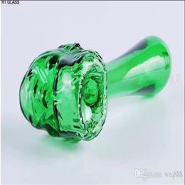 Dark green head shaped bubble head , Wholesale Glass Bongs, Glass Water Pipe, Hookah, Smoking Accessories,