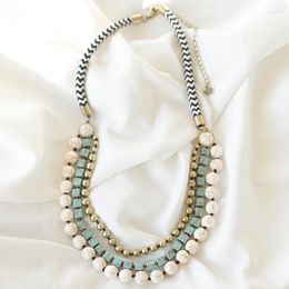 Choker Bohemian Natural Stone Irregular Metal Bead Resin Geometric Multilayer Beaded Short Chain Necklace Fashion Jewellery For Women