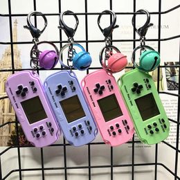 Key Rings Mini Portable Retro Game Console Keychain Schoolbag Pendant Tetris Game Console Keychain Handheld Game Puzzle Cute Toys G230210