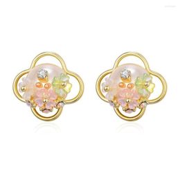 Stud Earrings Women Floral Freshwater Pearl Candy Colour Baroque Female Statement Brinco Wedding Ear Nails Fashion Jewellery Drop D Dhekc