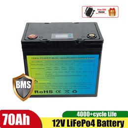 12.8V 12V 70Ah Lifepo4 Battery Pack Lifepo LFP With BMS LED Flashlight for Motor Solar Light Golf Car UPS Lithium Batteri