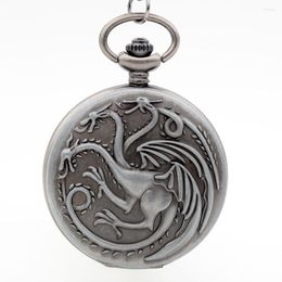 Pocket Watches Retro House Targaryen A Song Of Ice And Fire Grey Quartz Watch Necklace Mens Womens Xmas Gift Reloj De Bolsillo Montre