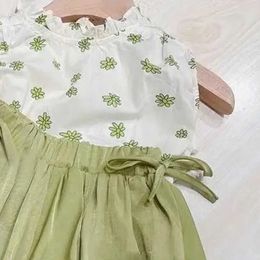 Clothing Casual New Girls Set Sleeveless Floral Shirt Tops Short Skirt Piece Suit Summer Girl Cotton Kids Clothes Sets