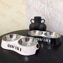 Letter Logo Pets Bowls Designer Dogs Double Feed Basin Fashion Pet Cat Water Bowl Multi Colour