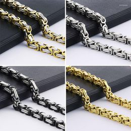 Chains Men Byzantine Box Link Chain Necklace HipHop Stainless Steel /Black Colour Long Strong Heavy Fashion Jewellery