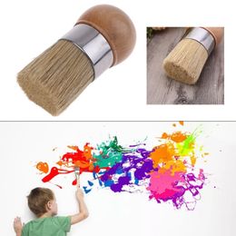50pcs Painting Supplies Round Chalk Paint Wax Brush Ergonomic Wood Handle Natural Bristle Brushes Furniture DIY Painting Waxing Tool