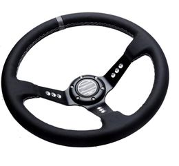 350mm 14inch Deep Dish Racing Steering Wheel PVC Leather Aluminium Frame Light Weight 9Hole Sport and Horn Button3110850