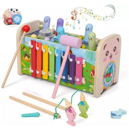 Blocks 7 In 1 Montessori Music Early Education Hammer Toy Fishing Motor Skill Xylophone 1236 Month Intelligence Educational 230213