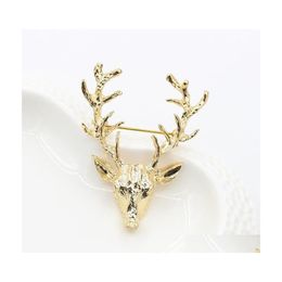 Pins Brooches 1Pc Fashion Golden Deer Antlers Scarf Tshirts Lapel Pins Broches Para As Mheres Bijoux Drop Delivery Jewellery Dhs7E