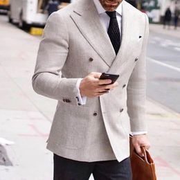 Men's Suits 2023 2 Pieces Street Fashion White Men Suit Casual Slim Fit Male Tuxedo Custom Blazer Office Work Wear (Jacket Pants)Terno