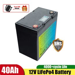 LiFePo4 Battery 12V 40Ah Lithium Iron Phosphate LiFePo Rechargeable Batteries for Kid Scooters Boat Motor