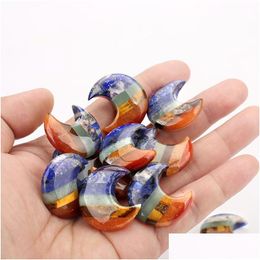 Jade Chakela Moon Handle Crystal Crafts Natural Stone Colorf Moonshape Ornaments Drop Delivery 202 Dhizc