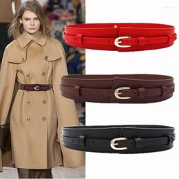 Belts Genuine Leather Women's Waist Belt Wide Female Buckle Waistband Luxury Vintage All Match Cummerbunds For Overcoat Sweater