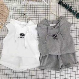 Clothing Sets Boys' Summer Cotton Set New Korean Sleeveless Hooded Vest Tops Fashion Children's Loose Shorts TwoPiece Suit