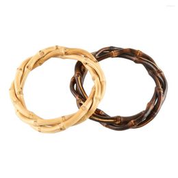 Bangle Nilerun Romantic Vintage Retro Unique Handmade Rattan Thick Twisted Stacked Natural Bamboo Root Bracelet For Women Men