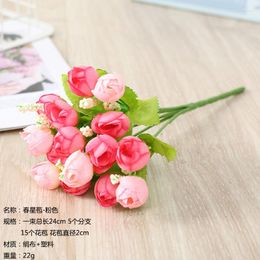 Decorative Flowers Simulation Silk Flower Rose Spring Star Bud Thumb Bouquet TableTop Artificial Wedding Fake Decor