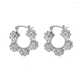 Hoop Earrings Vintage Crystal Flower Ethnic Elegant Sweet Women Earing Jewellery Gold Colour Silver Earings 2Z40C3