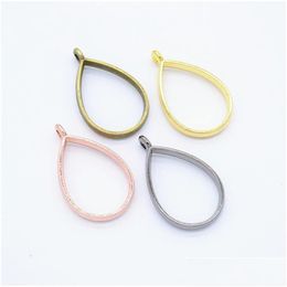 Charms 200Pcs/Lot 33X21Mm Teardrop Bezel Pendant Blanks Oval Blank Frame For Jewellery Making 7 Colours Drop Delivery 202 Dhnle