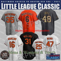 Custom Baseball Jerseys Adley Rutschman NEW Little League Jersey Cedric Mullins Santander Mountcastle Hays