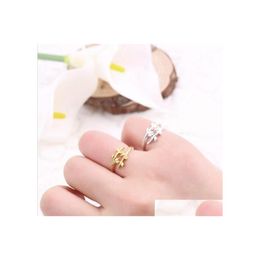 Band Rings Ring For Women Christmas Gift Simple Creative Beautifly Antique Retro Vintage Leaf Drop Delivery Jewellery Dh1Zu