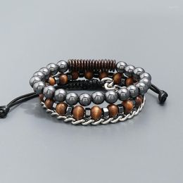 Charm Bracelets 2023 Original Simple Retro Style Black Gallstone Bracelet Men's Flowing Wood Bead Christmas Gift Daily Wearing