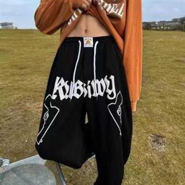 Men's Pants 2023 new streetwear men fashion letters printed casual sports pants high street ins hip-hop straight Y2302