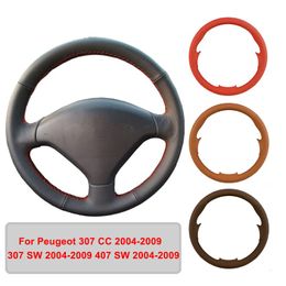 Steering Wheel Covers Hand-stitched Artificial Leather Car Cover For 307 CC SW 407 Original BraidSteering CoversSteering