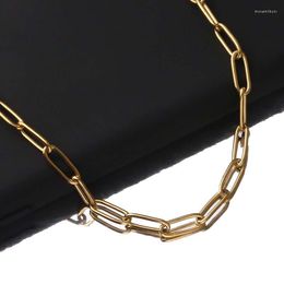Chains 1 Metre Paperclip Link Chain Necklace For Men Women Stainless Steel Gold Colour Jewellery Gift