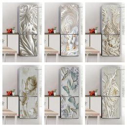 Wallpapers 3D Stickers On Fridge Art Naked Girls Statue Self-adhesive Wallpaper Large Size Refrigerator Door Wrap Mural Floral Decal