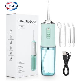 Other Oral Hygiene Irrigator Portable Dental Water Flosser USB Rechargeable Jet Floss Tooth Pick 4 Tip 220ml 3 Modes IPX7 1400rpm 230211