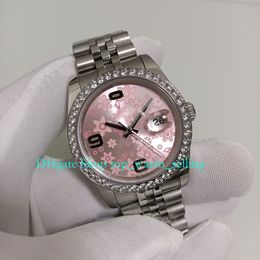 4 Model Automatic Watches With Box for Midsize Ladies Men's 36mm Pink Dial Steel Diamond Bezel Bracelet Mechanical Lady Women Wristwatches Women's Watch