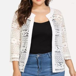 Women's Blouses Bust Women Top Ladies White Lace Blouse Summer Cardigan Coat Black Crochet Sexy Female Clothing Shirt 83F