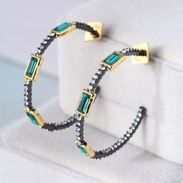 Stud Earrings Fashionable European And American Retro Emerald C-shaped Ring