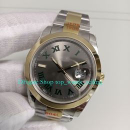 20 Färg 904L Stål Automatisk klocka för män Män 41mm 18K YG/Steel Wimbledon Dial Roman Sermals Smooth Bezel V12 Cal.2836 Rörelsemekaniska klockor