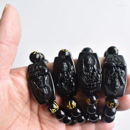 Strand 2023 Fashion Black Buddha Glass Beads Lama Bracelet Women Men's Jewelry Wholesale 5pcs/lot