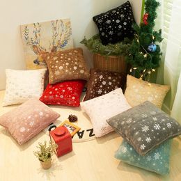 Pillow Case Christmas Pillowcase 45 45Cm Snowflake Pattern Sequins Plush Sofa Cover Cushion Merry Decoration For Home