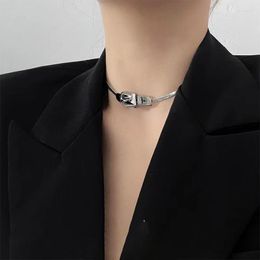 Choker Fashion Simple Titanium Steel Belt Buckle Necklaces Women Ins Personality Hip Hop Spice Girl Clavicle Chain Jewellery Accessories