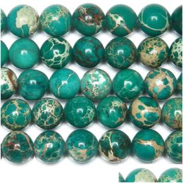 Stone 8Mm Natural Green Sea Sent Turquoises Imperial Jaspers Round Loose Beads 6 8 10 12Mm Pick Size Drop Delivery Jewellery Dhgarden Dh3Vc