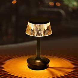 Table Lamps LED Crystal Projection Desk Lamp Charging Rose Gold Metal Usb Touch Bedside Bar Lights Decor Lampada