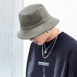 Wide Brim Hats Korean Autumn Winter Warm Suede Panama Hats Double Sided Thick Bucket Hats for Men Large Size Fashion Hip Hop Caps Keep Warm R230214