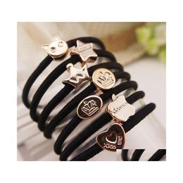 Hair Rubber Bands Hairpin Korean Fashion Women Elastic Girl Hairband Rope Gum Band Jewelry Drop Delivery Dhdvf