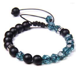 Strand Couples Distance Bracelet Natural Healing Quartz Crystal Handmade Matte Onyx Beaded Braided Jewelry Women Men