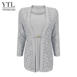 Women's Blouses Shirts YTL Woman Elegant Long Sleeve Hollow Crochet Plus Size Blouse Shirt Autumn Winter Tops for Work Office H384B 230214