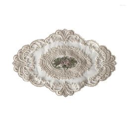 Table Cloth Neutral Place Mat For Dining Oval Lace Doilies Crochet Cotton Glass Bowl Dish Mats Elegant Natural