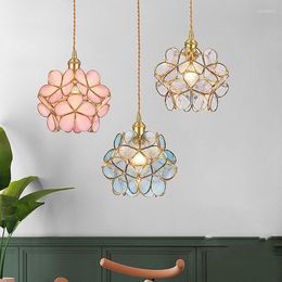 Pendant Lamps Nordic Petal Glass Chandelier Japanese-style Lamp Warm Bedroom Bedside Entrance Aisle Online Celebrity Girls And Children Room