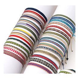 Link Chain Bohemian Handmade Woven Rope Bracelet Ethnic Adjustable Charms Bracelets For Women Girl Cuff Jewelry Drop Delivery Dh8Kl