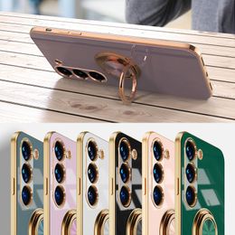 New Magnetic Phone Case with Ring Holder Electroplated Cell Phone Cover for Samsung Galaxy S23 Ultra S22 Plus S21 Factory Wholesales with Stock