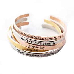 Bangle 6MM Customised DIY Bangles Stainless Steel Bracelets For Woman Anniversary Gift Personalised Wristband Jewellery