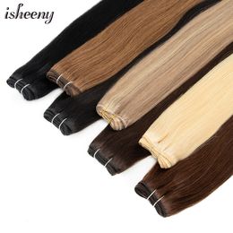 Hair Wefts Straight Human Weaves Brazilian Remy Bundles Sew In Weft s Blonde 50g 12"24" Natural 230214