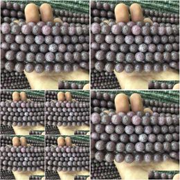 Stone 8Mm Natural Plum Blossom Tourmaline Beads Lepidolite Round Loose For Jewellery Making 4 6 8 10 12Mm Diy Drop Delivery Dhgarden Dhfhp